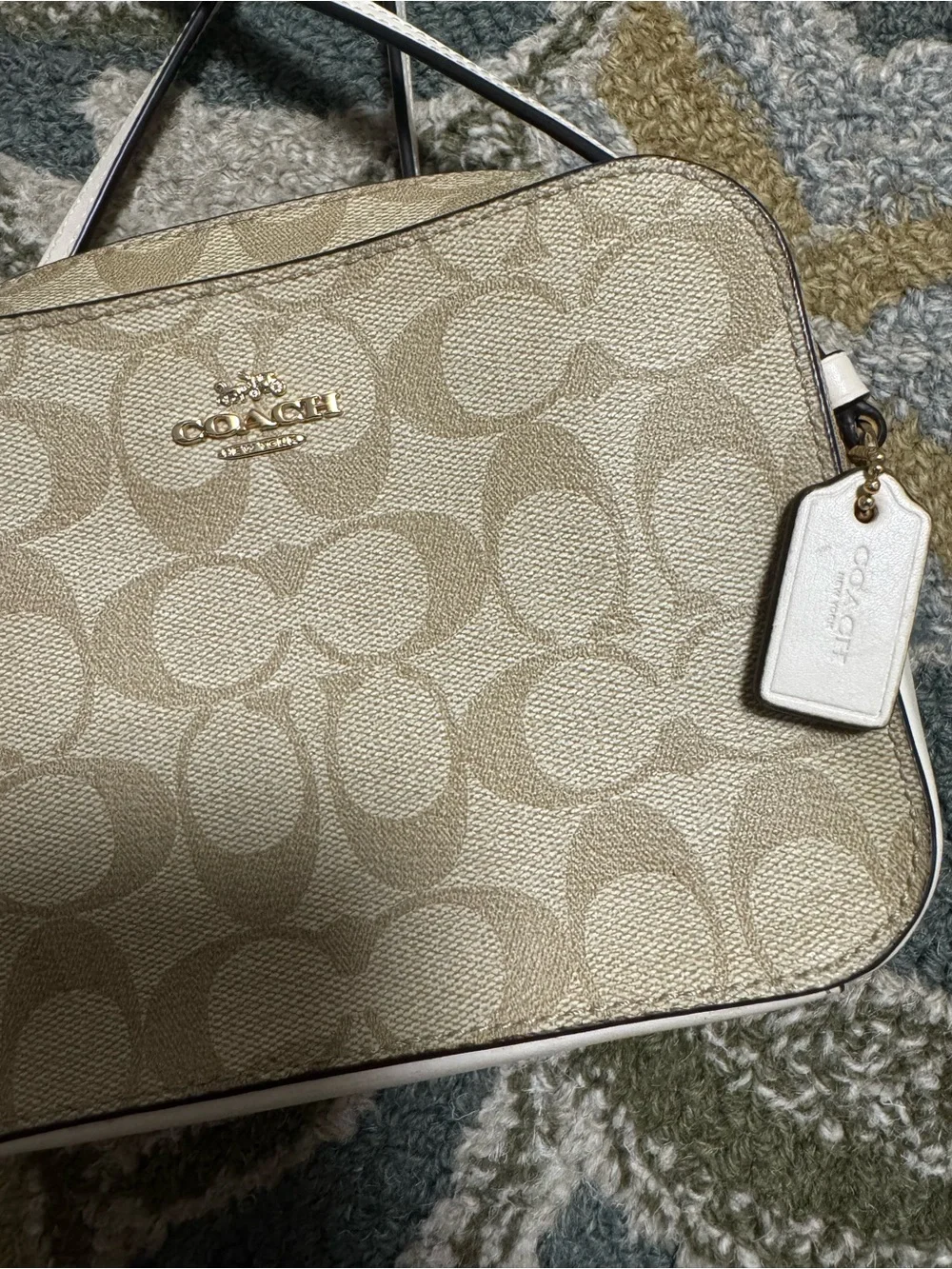 COACH Signature Canvas Crossbody Bag in Beige